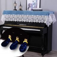 [아마존베스트]NANA Upright Piano Cover Cloth Made of Decorative Dust-proof Velvet Lace Fabric 35 x 86 Blue with 3 Pedal Covers