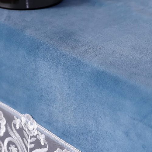  [아마존베스트]NANA Upright Piano Cover Cloth Made of Decorative Dust-proof Velvet Lace Fabric 35 x 86 Blue with 3 Pedal Covers