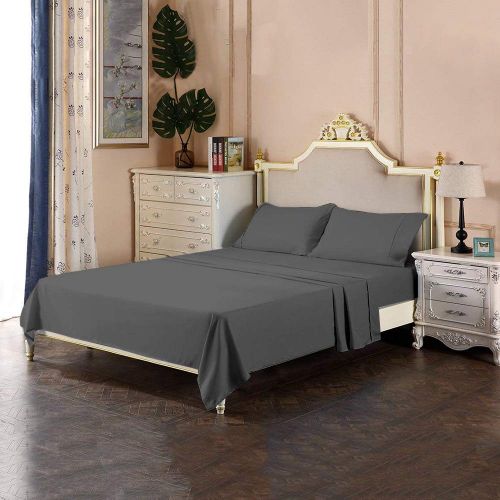  KP Linen RV Camper RV King 72X80 Bed Sheets Set- 9 Inches Deep Pocket- Hotel Luxury Brushed Microfiber Sheet for RV Deep PocketFitted Sheet, Flat Sheet, Pillowcases, Dark Grey