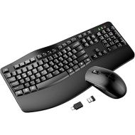 Wireless Keyboard and Mouse, wireless ergonomic keyboard and mousewith Wrist Rest and 3 Level DPI Adjustable Wireless Mouse for Windows/MacOS, Desktops/Laptops