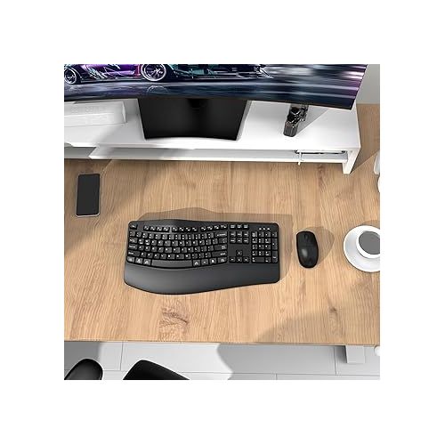  Wireless Keyboard and Mouse, wireless ergonomic keyboard and mousewith Wrist Rest and 3 Level DPI Adjustable Wireless Mouse for Windows/MacOS, Desktops/Laptops