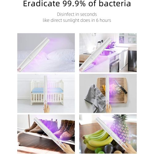  UV Light Sanitizer Wand, Portable UVC Light Disinfector UV Wand for Smartphone Home Travel Package Belongins Clinically Proven Disinfector Chargable KPP (white1)