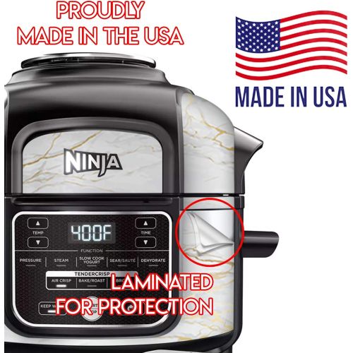  KRAFTD Wrap for Ninja Foodi 5 Quart - QT Accessories Cover Sticker - Wraps fit Deluxe Cooker Mdl: FD101 Gold White Marble Swirl