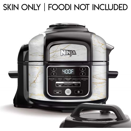  KRAFTD Wrap for Ninja Foodi 5 Quart - QT Accessories Cover Sticker - Wraps fit Deluxe Cooker Mdl: FD101 Gold White Marble Swirl