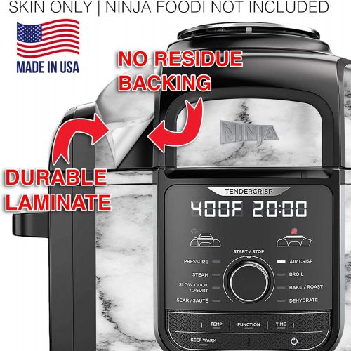  KRAFTD Wrap for Ninja Foodi 8 Quart - QT Accessories Cover Sticker - Wraps fit Deluxe Cooker Mdl: FD402 LP3 Grey White Marble