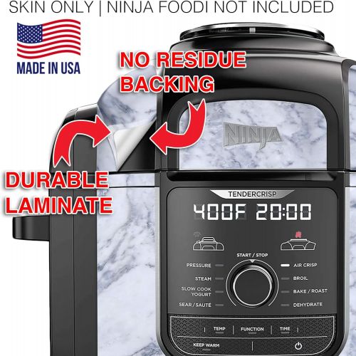  KRAFTD Wrap for Ninja Foodi 8 Quart - QT Accessories Cover Sticker - Wraps fit Deluxe Cooker Mdl: FD402 LP3 Grey White Marble Swirl