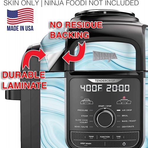  KRAFTD Wrap for Ninja Foodi 8 Quart - QT Accessories Cover Sticker - Wraps fit Deluxe Cooker Mdl: FD402 LP3 Blue Geode Swirl