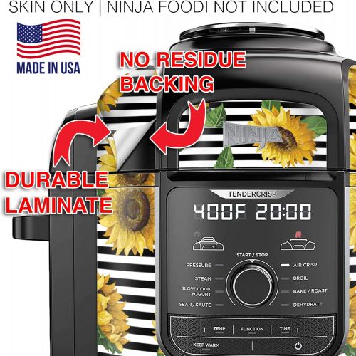  KRAFTD Wrap for Ninja Foodi 8 Quart - QT Accessories Cover Sticker - Wraps fit Deluxe Cooker Mdl: FD402 LP3 Sunflower