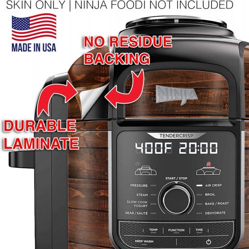  KRAFTD Wrap for Ninja Foodi 8 Quart - QT Accessories Cover Sticker - Wraps fit Deluxe Cooker Mdl: FD402 LP3 Distressed Dark Wood