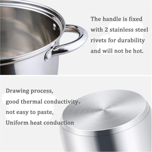  KRAMPAN 4-Quart Stockpot,Stainless Steel Soup Pasta Pot, Double Heatproof Handles, Non Toxic & Healthy, Easy Clean & Dishwasher Safe.