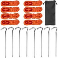 KRATARC Outdoor Camping Tent Stake Pegs with Guyline Guy Rope Adjuster Tensioner Backpacking Hiking