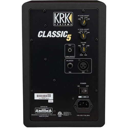  [아마존베스트]KRK Classic 5 Professional Bi-Amp 5 Powered Studio Monitor (2 Speakers) Pair of XLR Cable + Gravity Phone Holder M