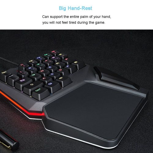  KRNELLY One-Handed Mechanical Gaming Keyboard, G10 RGB Backlit Keyboard, 28 Keys Blue Switch Portable Mini Gaming Keypad, Ergonomic Game Controller for Gamer