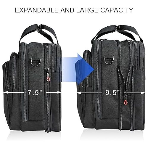  KROSER Laptop Bag Premium Computer Briefcase Fits Up to 17.3 Inch Laptop Expandable Water-Repellent Shoulder Messenger Bag for Travel/Business/Men/Women-Black