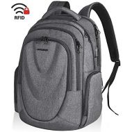 [아마존 핫딜]  [아마존핫딜]KROSER School Laptop Backpack 17.3 Inch Molded Front Panel Large Travel Computer Daypack Water-Repellent with RFID Pockets USB Charging Port for Work/Business/College/Men/Women-Gre