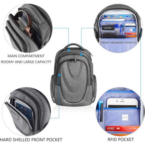  [아마존 핫딜]  [아마존핫딜]KROSER School Laptop Backpack 17.3 Inch Molded Front Panel Large Travel Computer Daypack Water-Repellent with RFID Pockets USB Charging Port for Work/Business/College/Men/Women-Gre