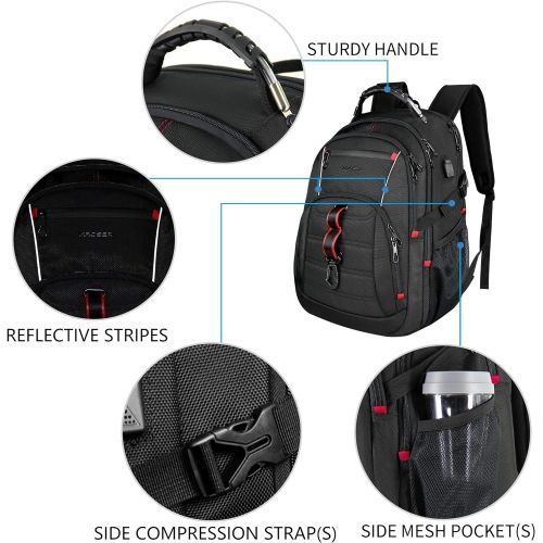  [아마존 핫딜] [아마존핫딜]KROSER Travel Laptop Backpack 17.3 Inch Large Computer Backpack Stylish College Backpack with USB Charging Port & RFID Pockets Water-Repellent Day pack for School/Business/Men/Wome