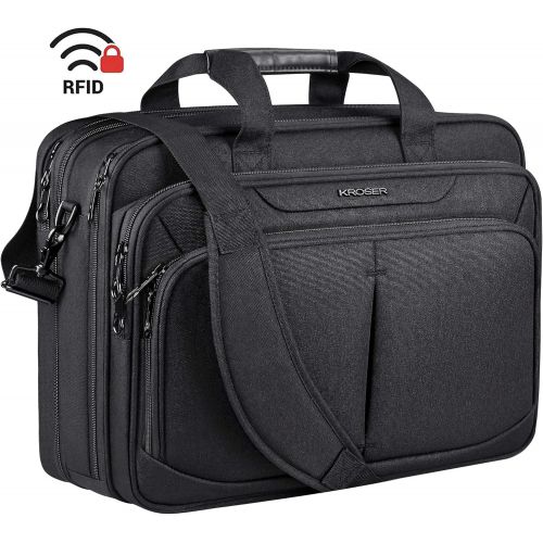  [아마존 핫딜] KROSER Laptop Bag 17.1 Upgraded Expandable Lightweight Briefcase for 17 Laptop Premium Business Work Bag Water-Repellent Messenger Bag with RFID Pockets for School/Travel/Women/Men