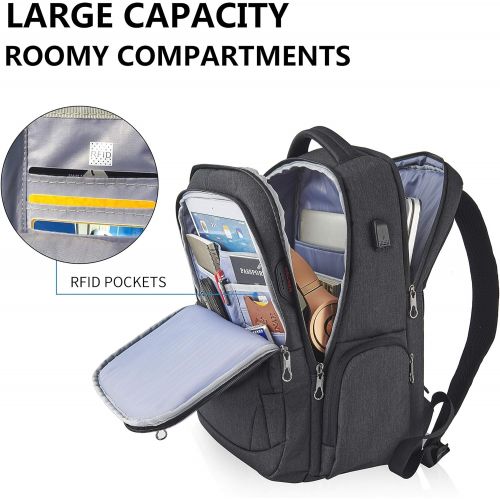  [아마존 핫딜] KROSER Travel Laptop Backpack 17.3 Inch Large Computer Backpack Water-Repellent School Daypack with USB Charging Port & Headphone Interface RFID Pockets for Work/Business/College/M