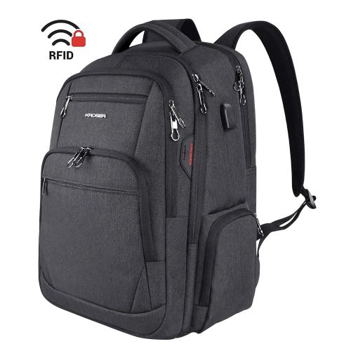  [아마존 핫딜]  [아마존핫딜]KROSER Schule Laptop Rucksack 15,6”-17,3 Grosser Wasserdicht Business Rucksack Taschen Reise Backpack Daypack Mit USB und RFID-Taschen fuer Herren/College/Manner/Frauen Schwarz MEHRW