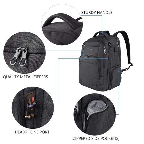  [아마존 핫딜]  [아마존핫딜]KROSER Schule Laptop Rucksack 15,6”-17,3 Grosser Wasserdicht Business Rucksack Taschen Reise Backpack Daypack Mit USB und RFID-Taschen fuer Herren/College/Manner/Frauen Schwarz MEHRW