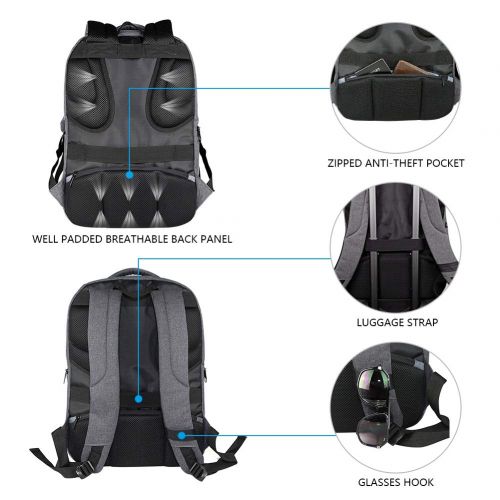  [아마존 핫딜]  [아마존핫딜]KROSER Laptop Rucksack 15,6-17,3 Zoll Schulrucksack Reise Daypack Wasserabweisende Laptoptasche mit USB-Ladeanschluss fuer Reisen/Business/College/Frauen/Manner Grau MEHRWEG