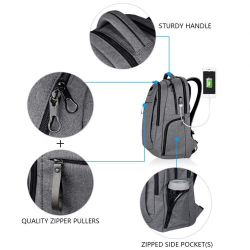  [아마존 핫딜]  [아마존핫딜]KROSER Laptop Rucksack 15,6-17,3 Zoll Schulrucksack Reise Daypack Wasserabweisende Laptoptasche mit USB-Ladeanschluss fuer Reisen/Business/College/Frauen/Manner Grau MEHRWEG