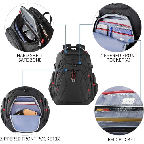  [아마존베스트]KROSER Travel Laptop Backpack 17.3 Inch XL Heavy Duty Computer Backpack with Hard Shell Saferoom RFID Pockets Water-Repellent Business College Daypack Stylish School Laptop Bag for