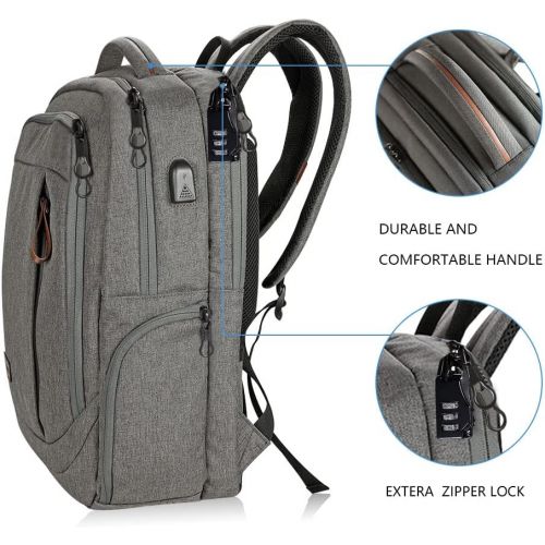  [아마존베스트]KROSER Laptop Backpack Large Computer Backpack Fits up to 17.3 Inch Laptop with USB Charging Port Water-Repellent School Travel Backpack Casual Daypack for Business/College/Women/M