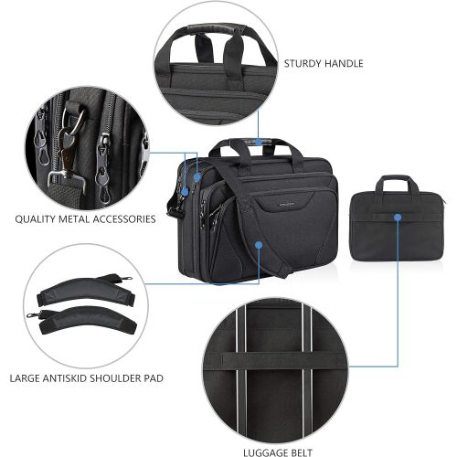  [아마존베스트]KROSER 18 Laptop Bag Premium Laptop Briefcase Fits Up to 17.3 Inch Laptop Expandable Water-Repellent Shoulder Messenger Bag Computer Bag for Travel/Business/School/Men/Women-Black