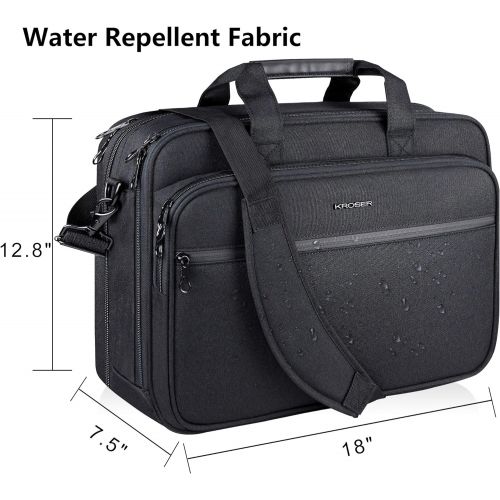  [아마존베스트]KROSER 18 Laptop Bag Premium Laptop Briefcase Fits Up to 17.3 Inch Laptop Expandable Water-Repellent Shoulder Messenger Bag Computer Bag with RFID Pockets for Travel/Business/Schoo