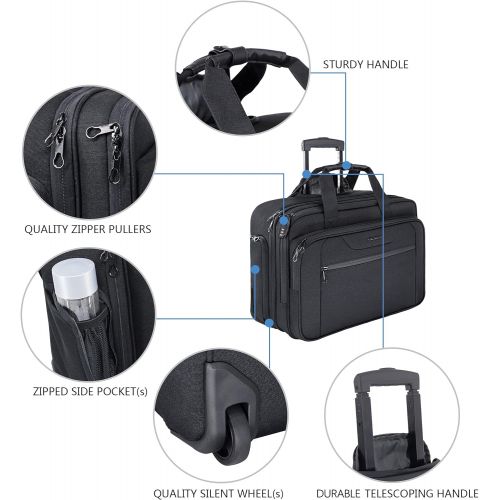  [아마존베스트]KROSER Rolling Laptop Bag Premium Wheeled Briefcase Fits Up to 17.3 Inch Laptop Water-Proof Overnight Roller Case Computer Bag with RFID Pockets for Travel/Business/School/Men/Wome