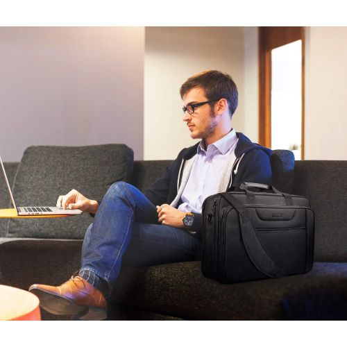  [아마존베스트]KROSER 18.5 Laptop Bag XXL Laptop Briefcase Fits Up To 18 Inch Laptop Water-Repellent Gaming Computer Bag Shoulder Bag Expandable Capacity For Travel/Business/School/Men-Black