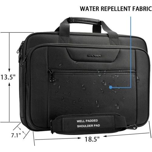  [아마존베스트]KROSER 18.5 Laptop Bag XXL Laptop Briefcase Fits Up To 18 Inch Laptop Water-Repellent Gaming Computer Bag Shoulder Bag Expandable Capacity For Travel/Business/School/Men-Black