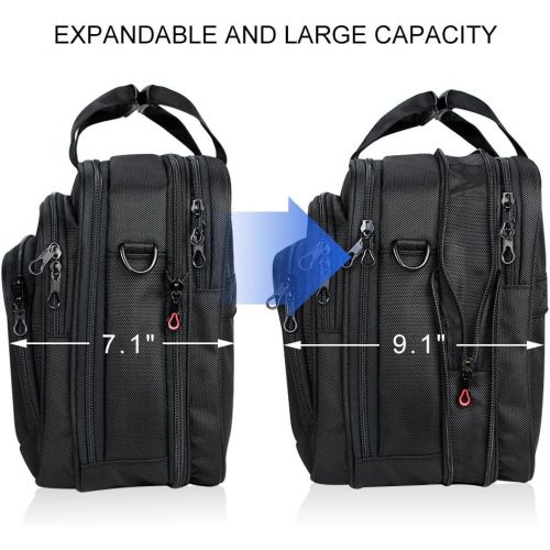  [아마존베스트]KROSER 17.1 Laptop Bag For 17 Laptop Briefcase Water-Repellent Expandable Computer Bag Business Messenger Bag Shoulder Bag for School/Travel/Women/Men-Black