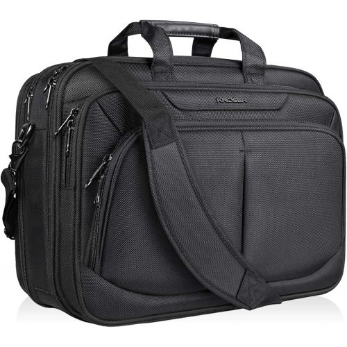  [아마존베스트]KROSER 17.1 Laptop Bag For 17 Laptop Briefcase Water-Repellent Expandable Computer Bag Business Messenger Bag Shoulder Bag for School/Travel/Women/Men-Black