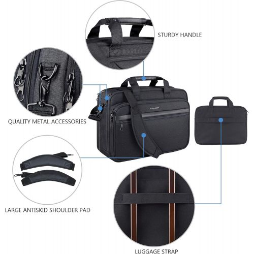  [아마존베스트]KROSER 18 Laptop Bag Premium Laptop Briefcase Fits Up to 17.3 Inch Laptop Expandable Water-Repellent Shoulder Messenger Bag Computer Bag for Travel/Business/School/Men/Women-Black