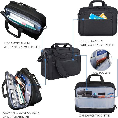  [아마존베스트]KROSER 18 Laptop Bag Expandable Laptop Briefcase Fits Up to 17.3 Inch Laptop Water-Repellent Shoulder Messenger Bag Computer Bag for Travel/Business/School/Men/Women-Black