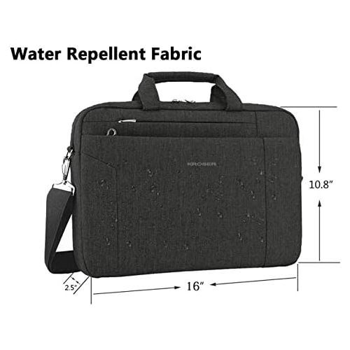  [아마존베스트]KROSER Laptop Bag 15.6 Inch Briefcase Shoulder Bag Water Repellent Laptop Bag Satchel Tablet Bussiness Carrying Handbag Laptop Sleeve for Women and Men-Charcoal Black