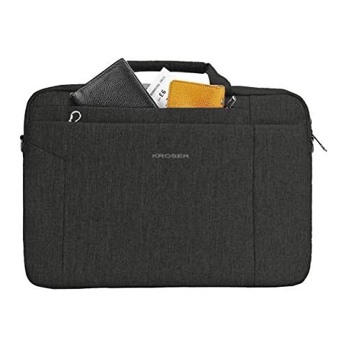  [아마존베스트]KROSER Laptop Bag 15.6 Inch Briefcase Shoulder Bag Water Repellent Laptop Bag Satchel Tablet Bussiness Carrying Handbag Laptop Sleeve for Women and Men-Charcoal Black