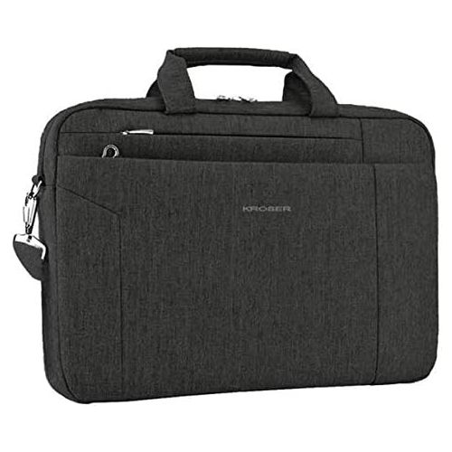  [아마존베스트]KROSER Laptop Bag 15.6 Inch Briefcase Shoulder Bag Water Repellent Laptop Bag Satchel Tablet Bussiness Carrying Handbag Laptop Sleeve for Women and Men-Charcoal Black