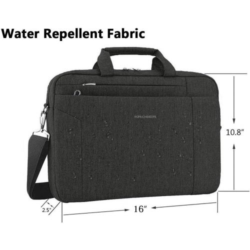  [아마존베스트]KROSER Laptop Bag 15.6 Inch Briefcase Shoulder Bag Water Repellent Laptop Bag Satchel Tablet Bussiness Carrying Handbag Laptop Sleeve for Women and Men-Charcoal Black