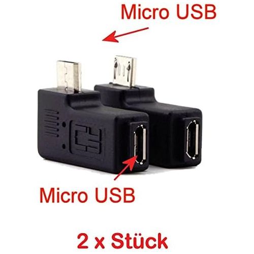  [아마존베스트]KRS - 8 m - 90° adapter angle plug from micro USB to micro USB angled 2 pieces 1x right / 1x left