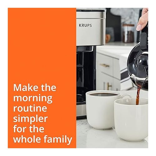  KRUPS Simply Brew: Stainless Steel 10 Cup Coffee Maker, Dishwasher Safe Coffee Pot with Cold Brew, Pause & Brew, and Keep Warm Functions, Drip Coffee Maker