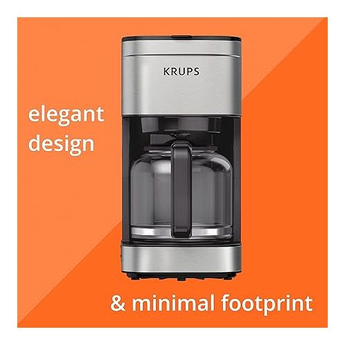  KRUPS Simply Brew: Stainless Steel 10 Cup Coffee Maker, Dishwasher Safe Coffee Pot with Cold Brew, Pause & Brew, and Keep Warm Functions, Drip Coffee Maker