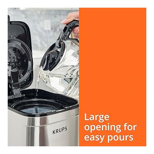  KRUPS Simply Brew: Stainless Steel 10 Cup Coffee Maker, Dishwasher Safe Coffee Pot with Cold Brew, Pause & Brew, and Keep Warm Functions, Drip Coffee Maker