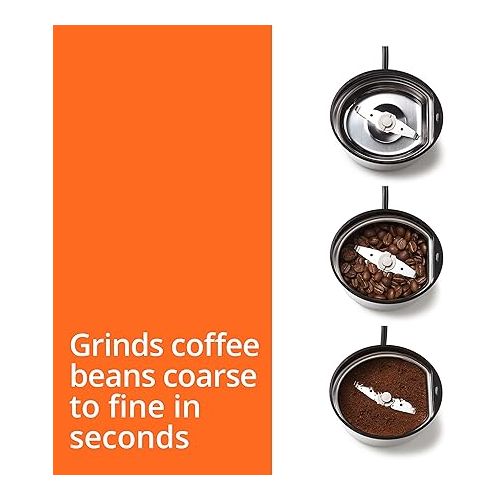  Krups Coffee Grinder, Fast-Touch, 3oz, 85g bean hopper - Easy to Use, One Touch Operation - 200 Watts - Espresso Grinder, Spice Grinder, 2 to 12 cup Coffee Bean Grinder, Silver