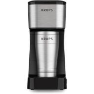 Krups Simply Brew Stainless Steel Single Serve Drip Coffee Maker and Travel Tumbler 14 Ounce Stainless Steel Tumbler Included 650 Watts Coffee Filter, Compact Silver and Black