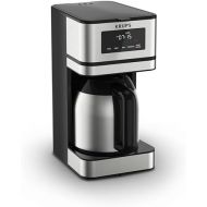 Krups Coffee Maker Simply Brew Stainless Steel and Thermal Carafe 12 Cup Programmable, Customizable, Digital Display, Insulated Coffee Filter, Dishwasher Safe, Drip Free Silver and Black