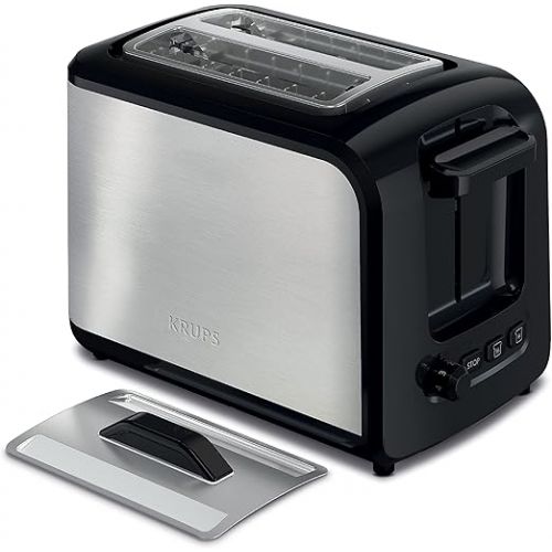  KRUPS Krups Express Toaster KH411D50 Stainless Steel Toaster with Wide Slots, Includes Dust Lid & Crumb Tray, Defrost, Reheat, 7 Browning Levels, 2 Slice & Simply Brew Family Drip Coffee Maker, 10-Cup